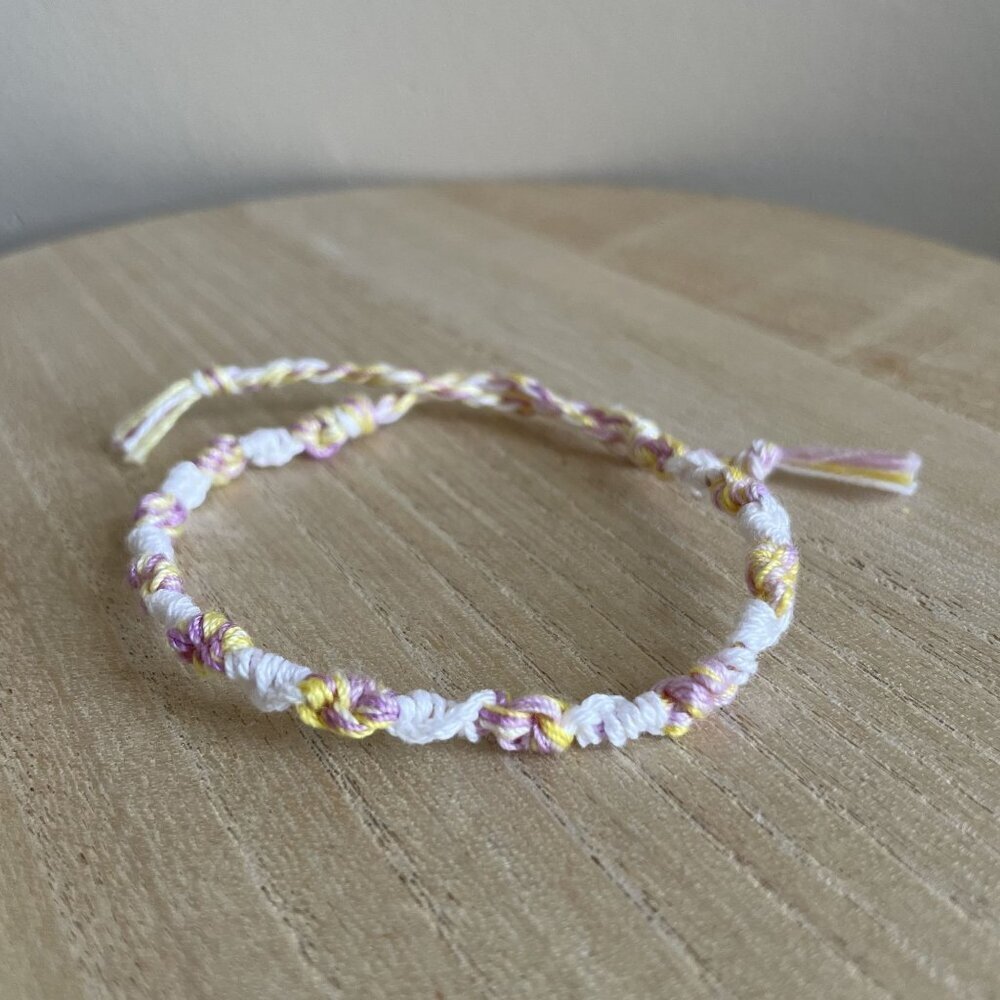 Kyomi Woven Friendship Bracelet OS Pink Yellow Women Cotton Tie Closure